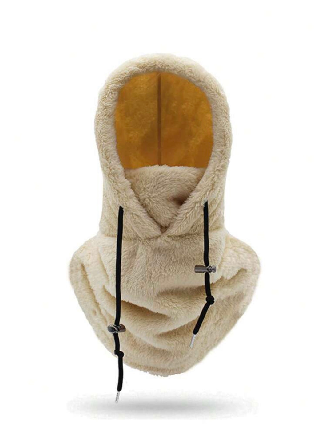 Cream Faux Fur Hood With Face Covering
