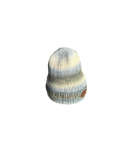 Load image into Gallery viewer, Blue, White, and Grey Ombre Knit Beanie W/ Leather Patch
