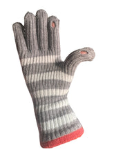 Load image into Gallery viewer, Grey and White Knitted Stripped Gloves W/ Touch Screen Capability

