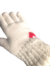 Load image into Gallery viewer, Cream Knitted Gloves W/ Red Hearts
