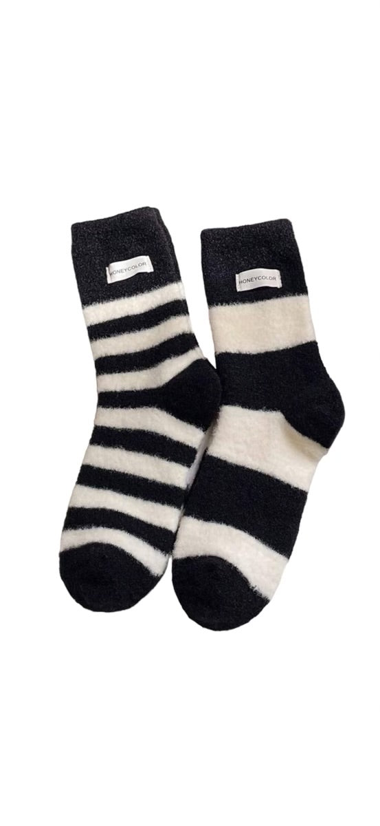 Furry Winter Weight Striped Socks