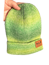 Load image into Gallery viewer, Green Tie- Dye Beanie W/ Leather Patch
