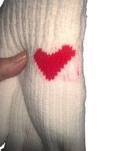 Load image into Gallery viewer, Cream Knitted Gloves W/ Red Hearts
