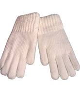 Load image into Gallery viewer, Cream Knitted Gloves W/ Red Hearts
