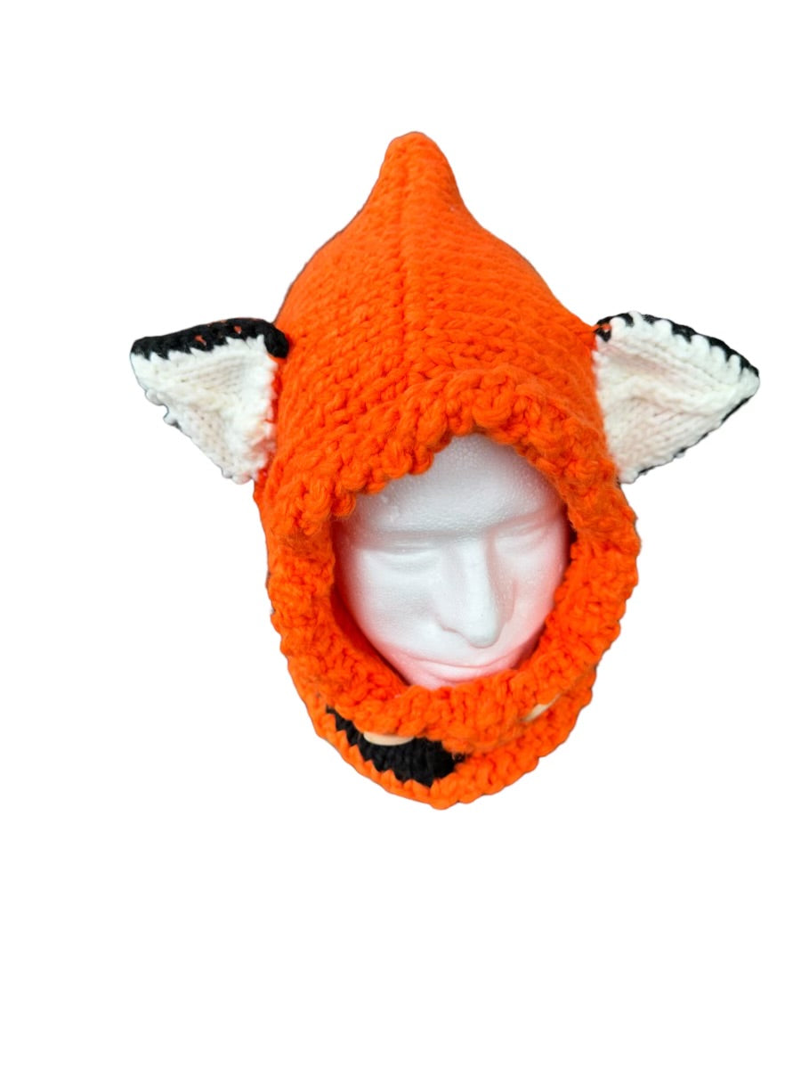 Hand Knit Fox Hood