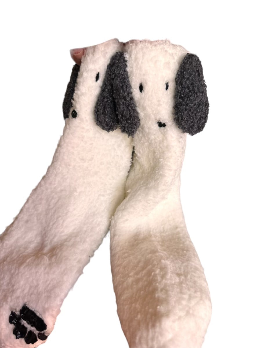 White Non-Slip Dog Socks