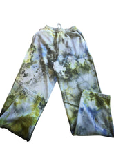 Load image into Gallery viewer, Hand Tie-Dyed Sweatpants - Green, Yellow, &amp; White Variants
