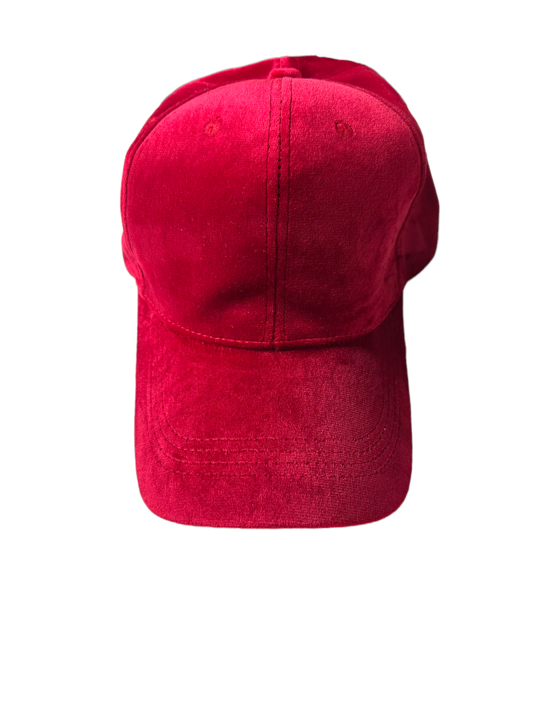 Red Velour Baseball Cap